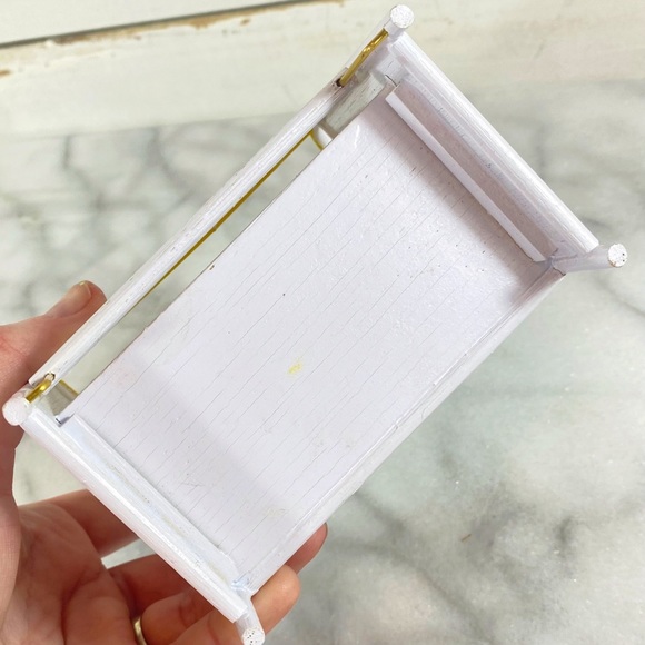 Dollhouse Crib from 1960's Metal w/ Pearls - Picture 6 of 7